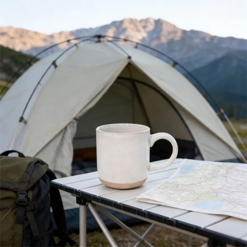 Jednoduchý moderní keramický cestovní bílý hrnek